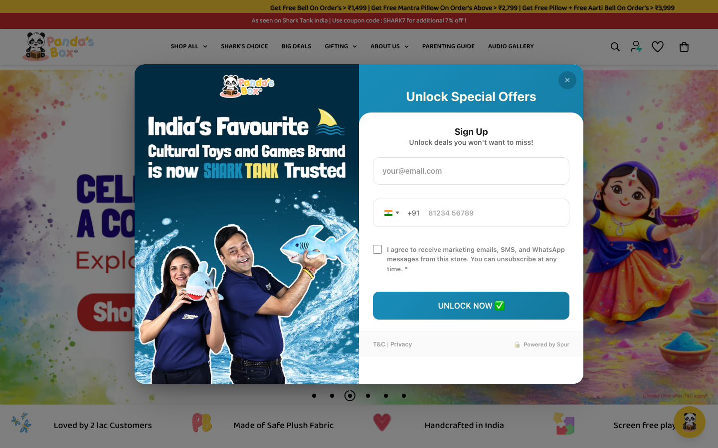 Live newsletter popup preview on desktop storefront showing the customizable signup card copy
